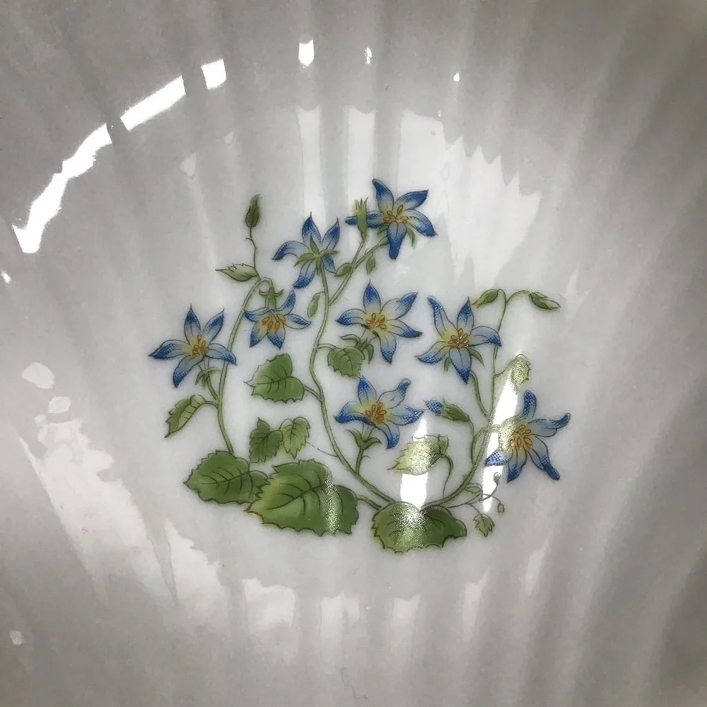 Vintage Takahashi Blue Floral Shell Shape Soap Dish Vanity Trinket Sea Japan